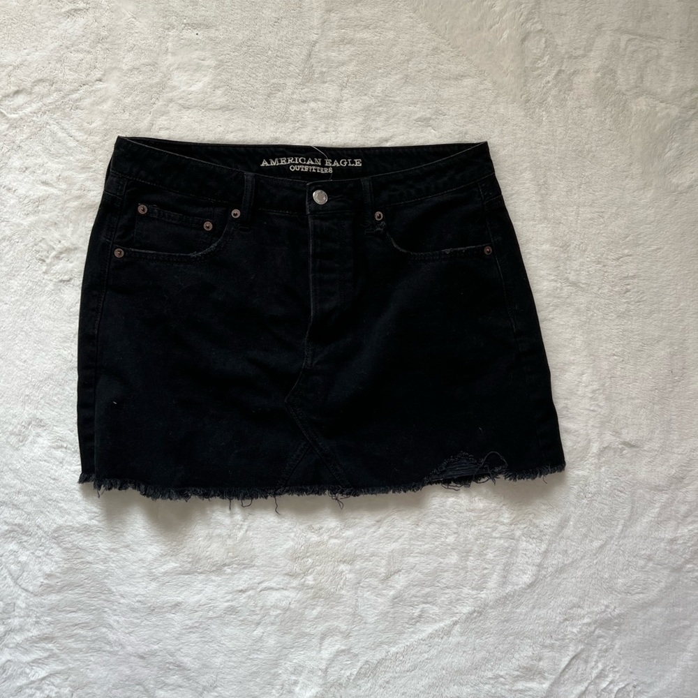 Black denim skirt